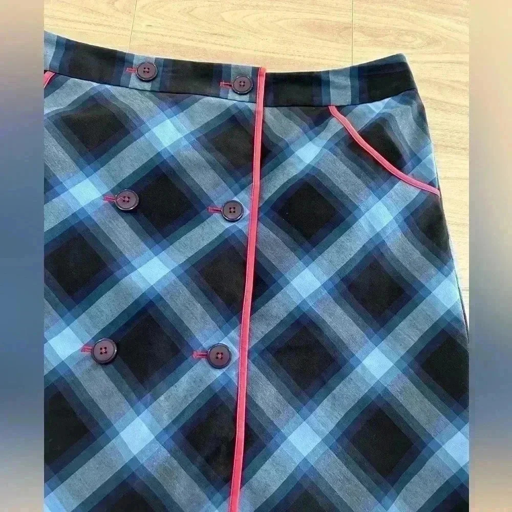 Cutter & Buck golf skort blue red geometric design sz 14 zipper buttons like new - Picture 2 of 6
